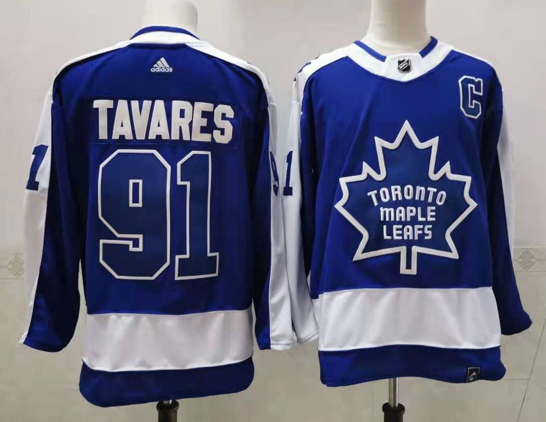 Men's Toronto Maple Leafs John Tavares #91 Blue/White Player Game Jerseys