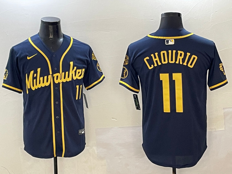 Men's Milwaukee Brewers Jackson Chourio #11 Navy Limited Player Jerseys
