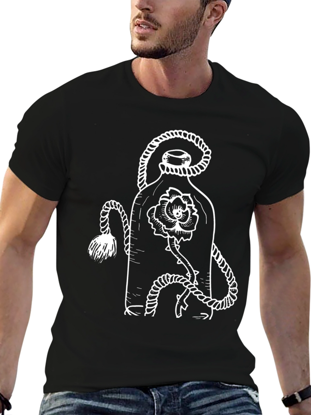 Rose in a Bottle Black Graphic Tee