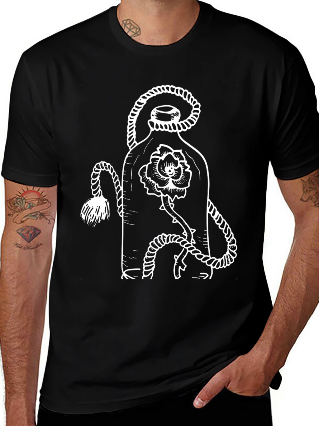 Rose in a Bottle Black Graphic Tee