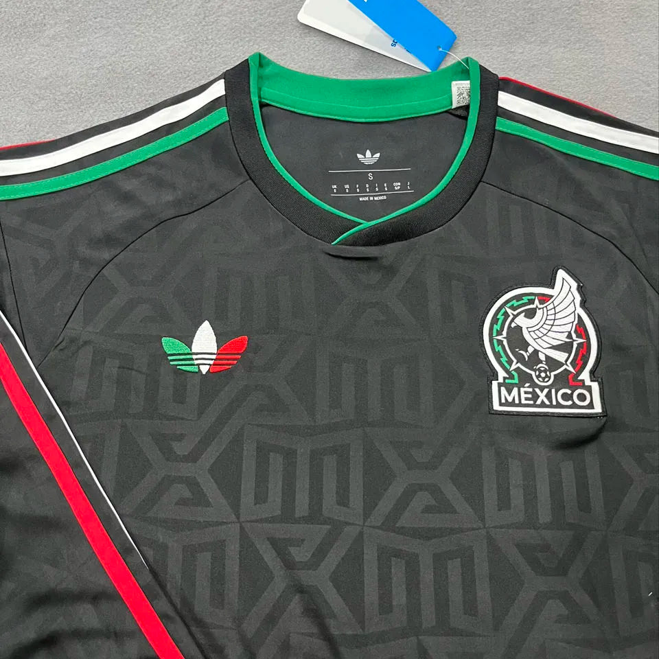 2026/27 Mexico Third Black Fans Long Sleeve Soccer Jersey Detail 1