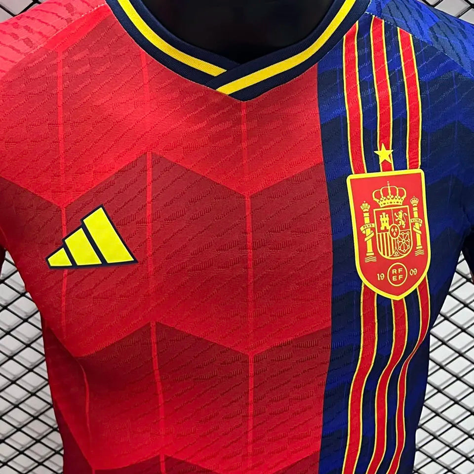 2024/25 Spain Special Edition Red Player Version Soccer Jersey Detail 1