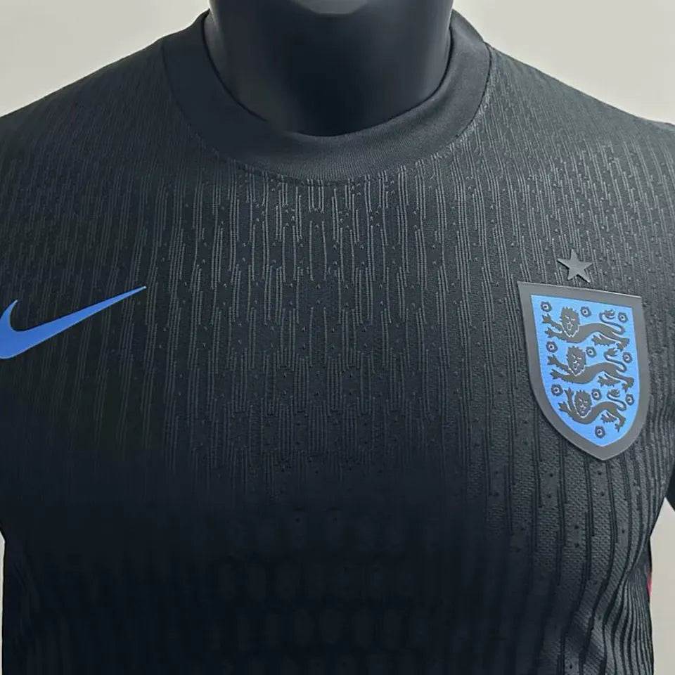 2025/26 England Away Black Player Version Long Sleeve Soccer Jersey Detail 1