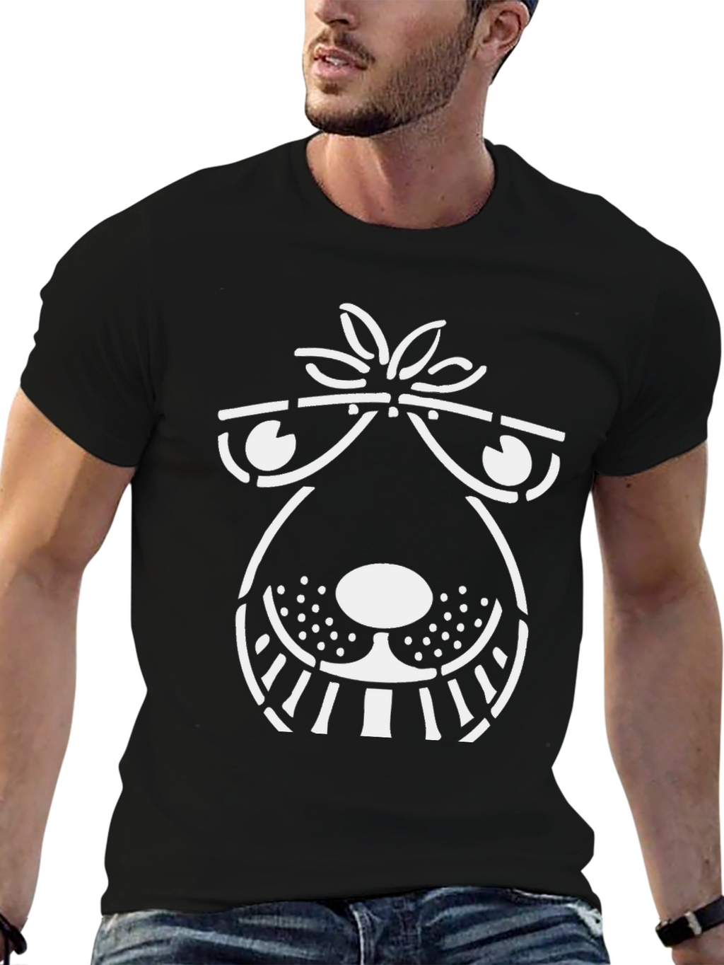 Quirky Cartoon Dog T-Shirt - Black