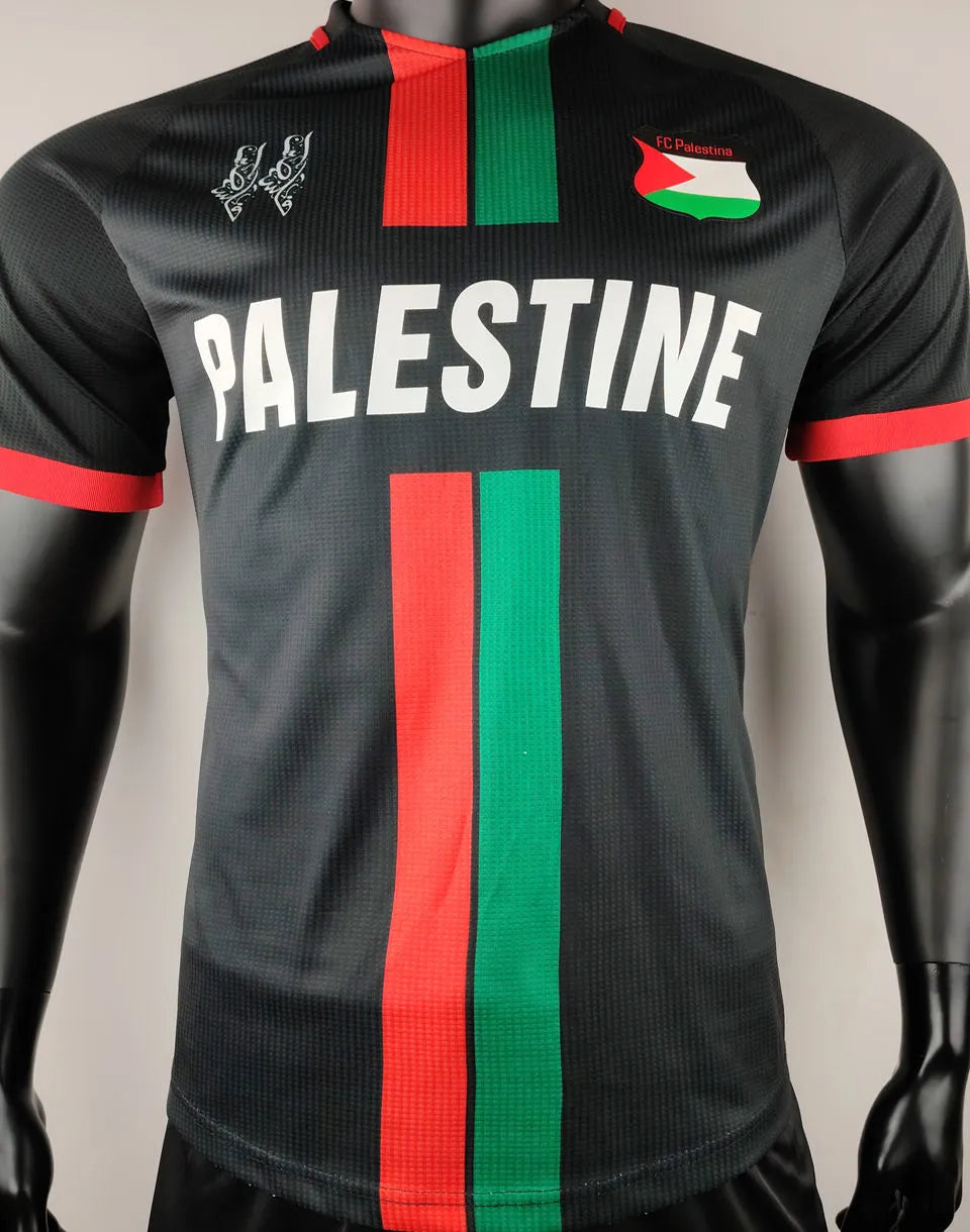 2024/25 Palestine Black Player Version Soccer Jersey 英文版 Front