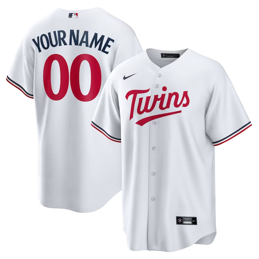Men's Minnesota Twins White Home Replica Custom Jerseys