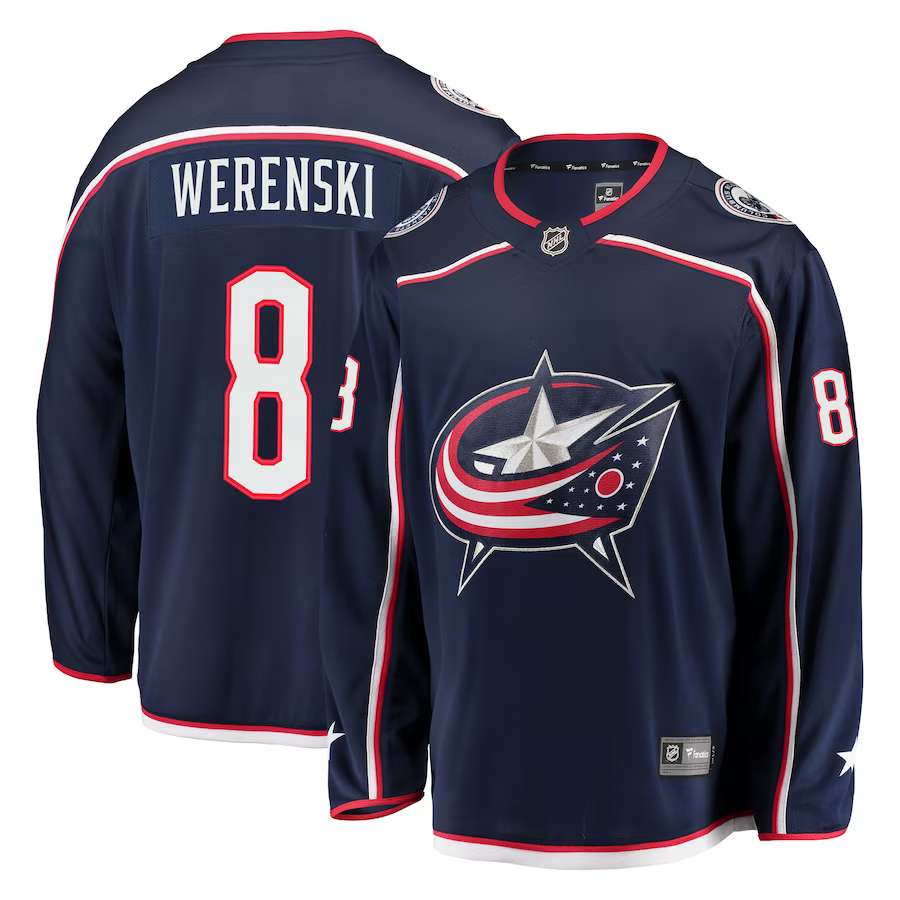Men's Columbus Blue Jackets Zach Werenski #8 Navy Breakaway Jerseys