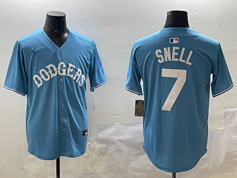 Men's Los Angeles Dodgers Blake Snell #7 Light Blue Limited Player Jerseys