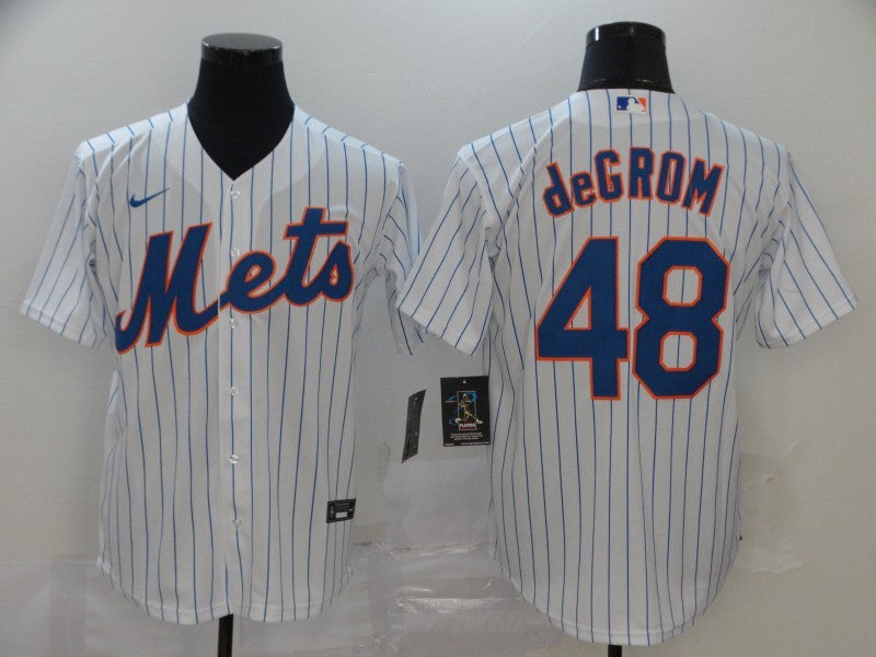 Men's New York Mets Jacob deGrom #48 White Replica Baseball Jerseys