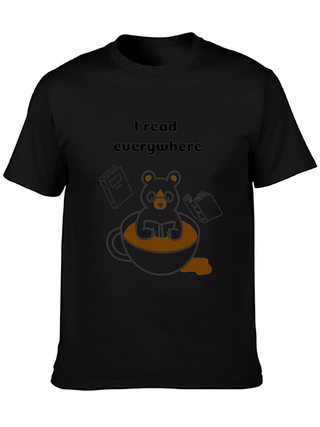 I Read Everywhere T-Shirt: Bear in Coffee Cup