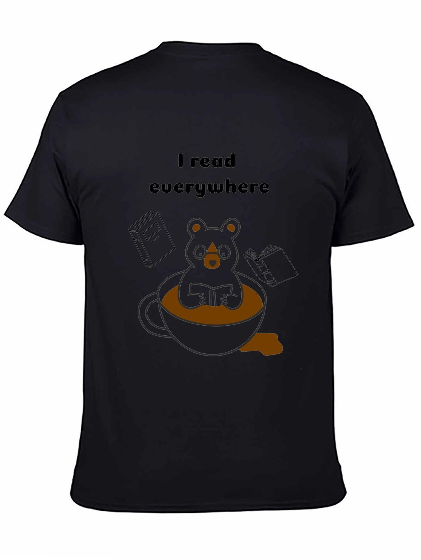 I Read Everywhere T-Shirt: Bear in Coffee Cup