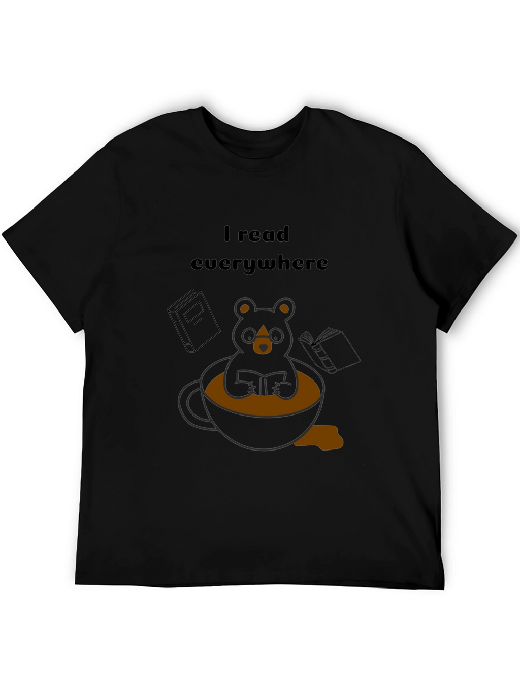 I Read Everywhere T-Shirt: Bear in Coffee Cup