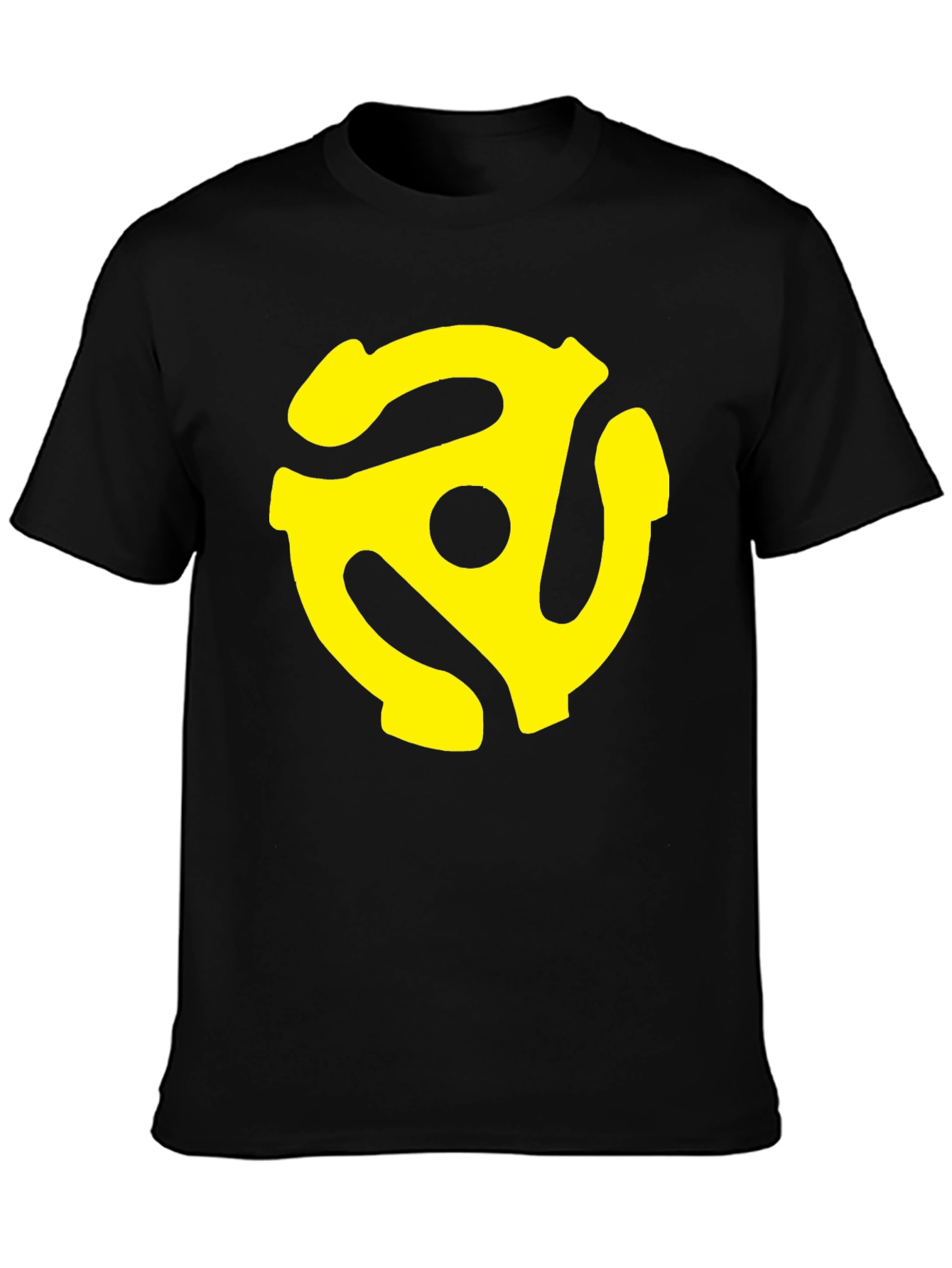 Black T-Shirt with Yellow Record Adapter Graphic