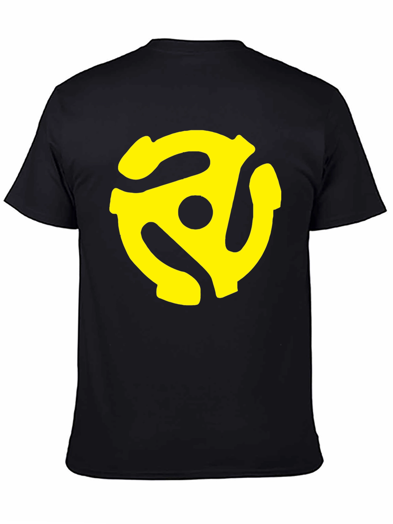 Black T-Shirt with Yellow Record Adapter Graphic