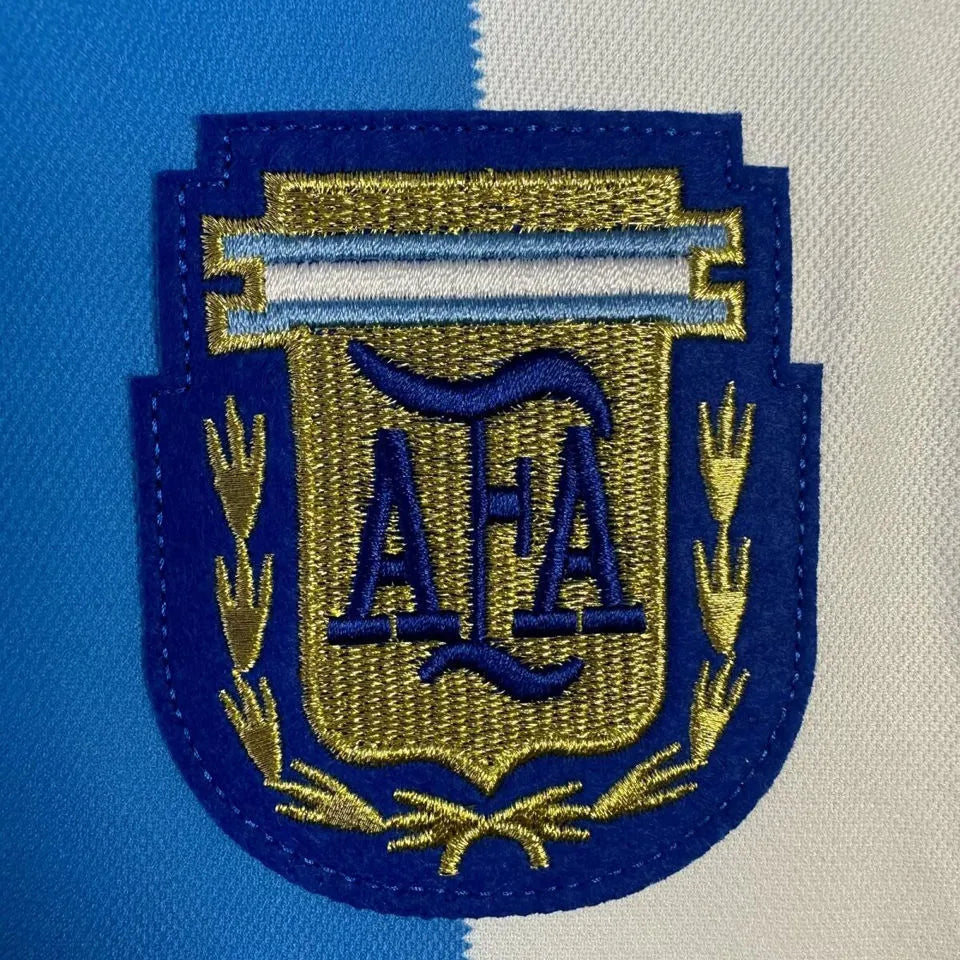 1986 Argentina Home Retro Long Sleeve Soccer Jersey Detail 3
