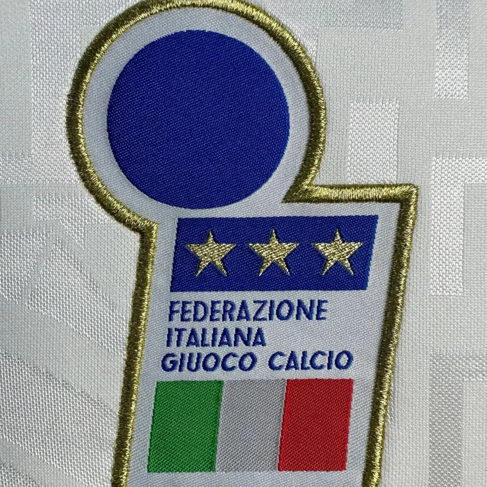 1995 Italy Away White Retro Soccer Jersey Detail 2
