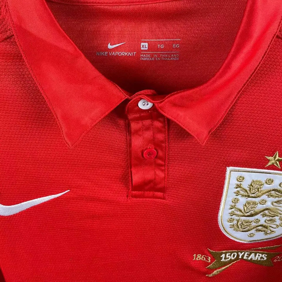 2013 England 150th Anniversary Red Retro Soccer Jersey Detail 2