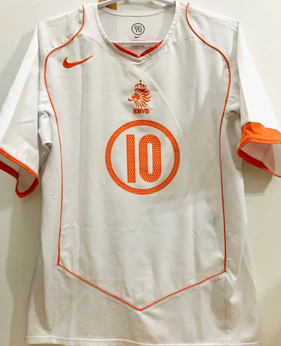 V. NISTELROOY #10 NL Away White Retro Jersey 2004 ★★ Back