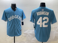 Men's Los Angeles Dodgers Jackie Robinson #42 Light Blue Limited Player Jerseys