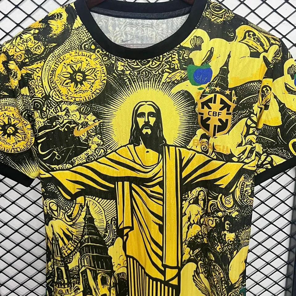 2024/25 Brazil Special Edition Yellow Player Version Soccer Jersey Detail 4
