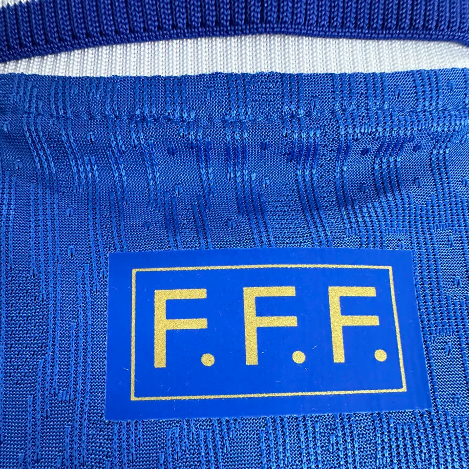1998 France Home Blue Retro Player Version Soccer Jersey Detail 2