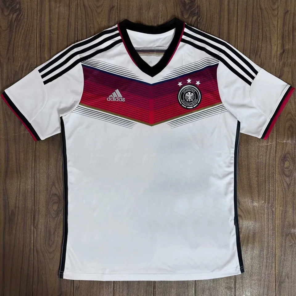 2014 Germany Home White Retro Fans Soccer Jersey 3 Start 三星 Front