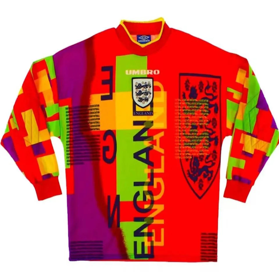 1996 England Goalkeeper Retro Long Sleeve Jersey Front
