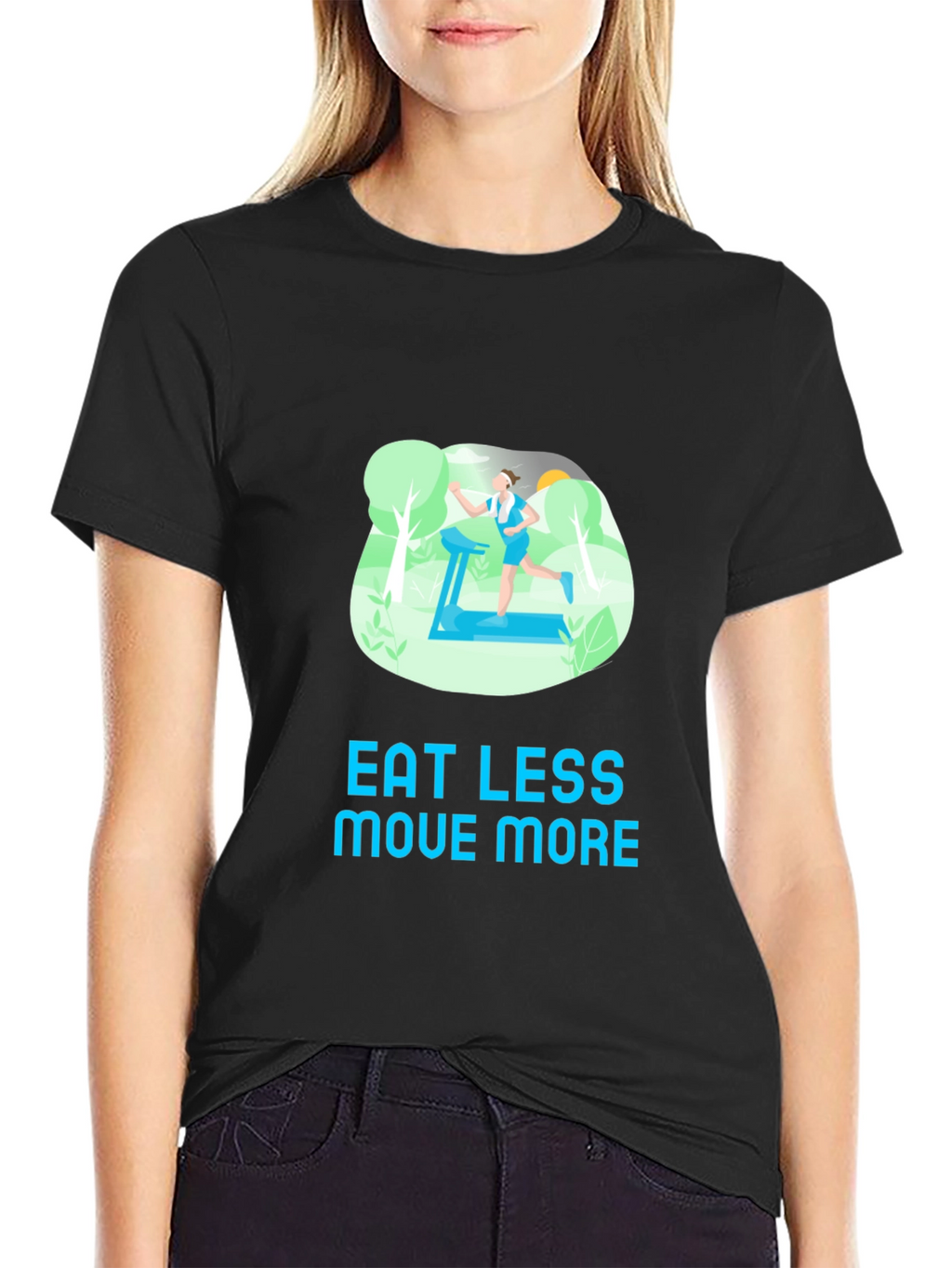 Eat Less Move More Black T-Shirt
