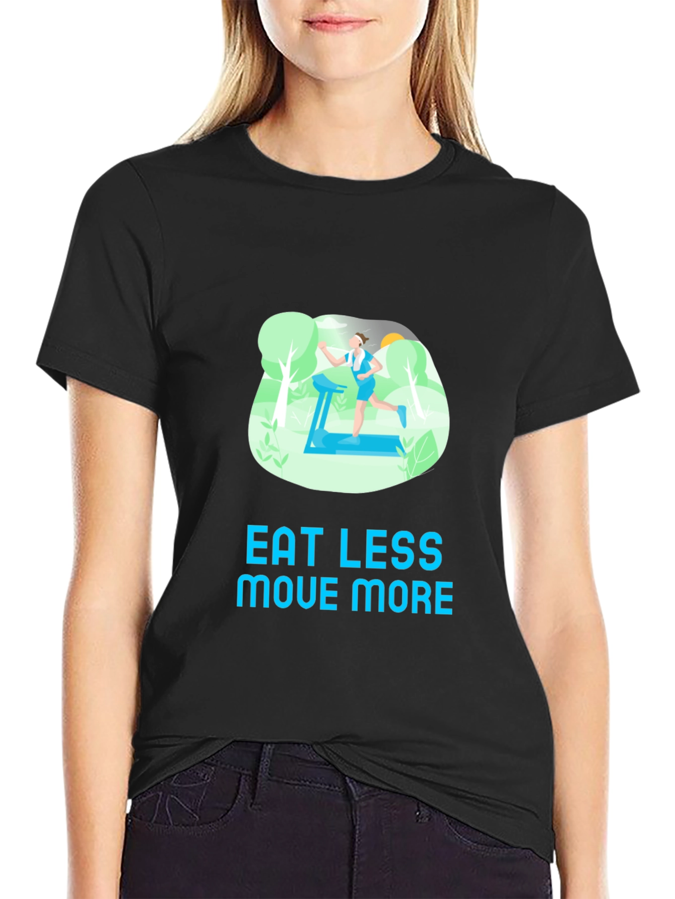 Eat Less Move More Black T-Shirt