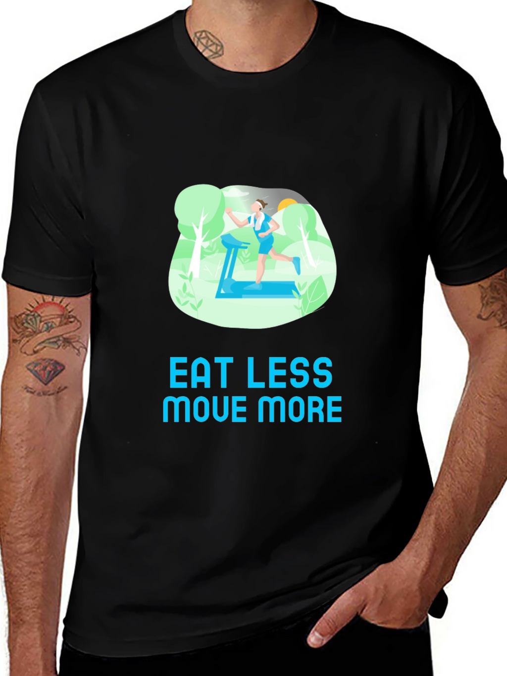 Eat Less Move More Black T-Shirt