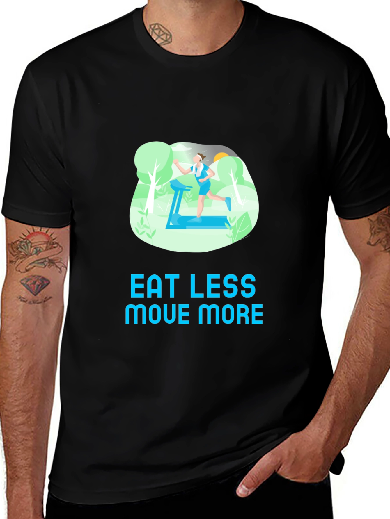 Eat Less Move More Black T-Shirt