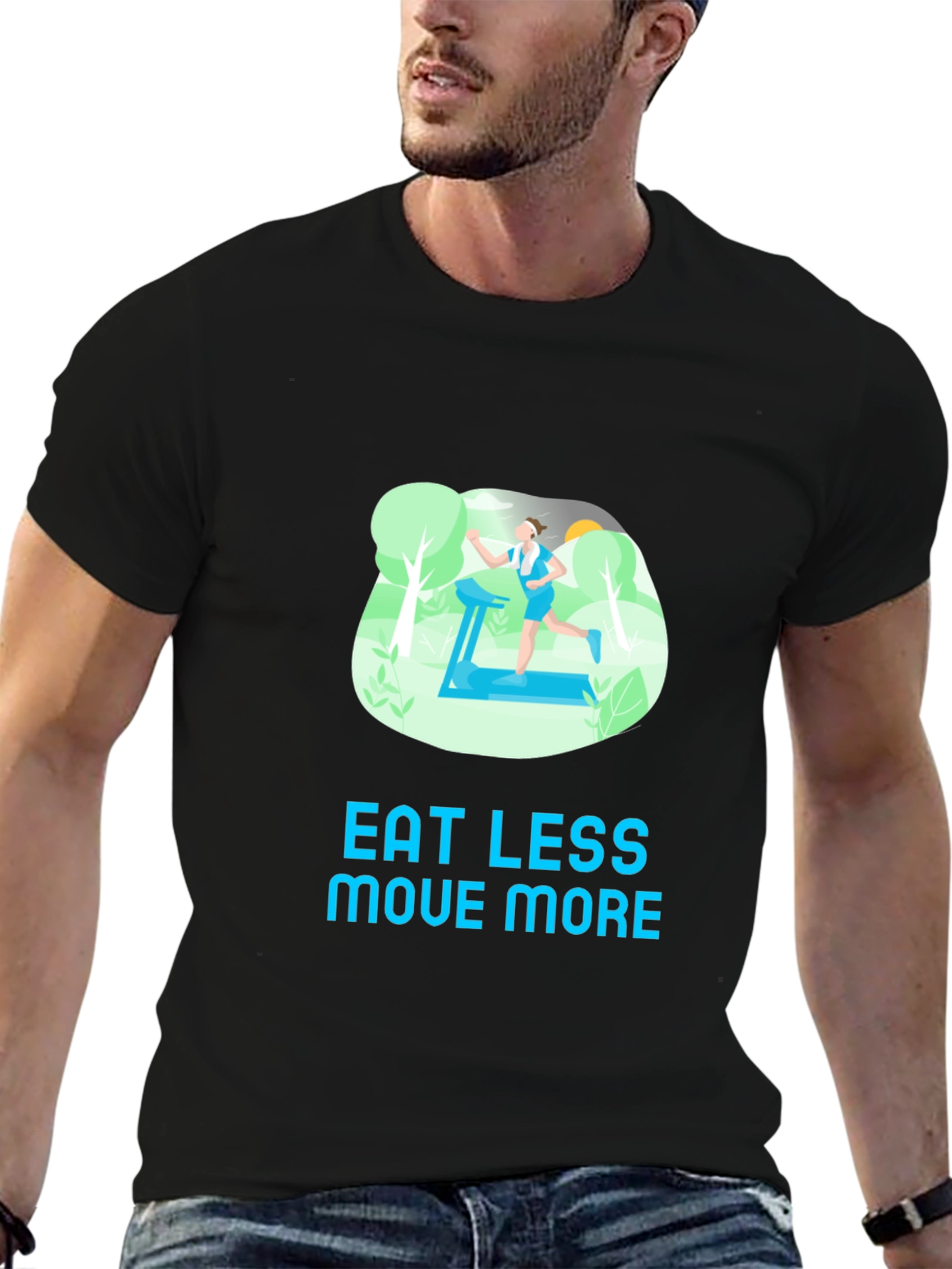 Eat Less Move More Black T-Shirt