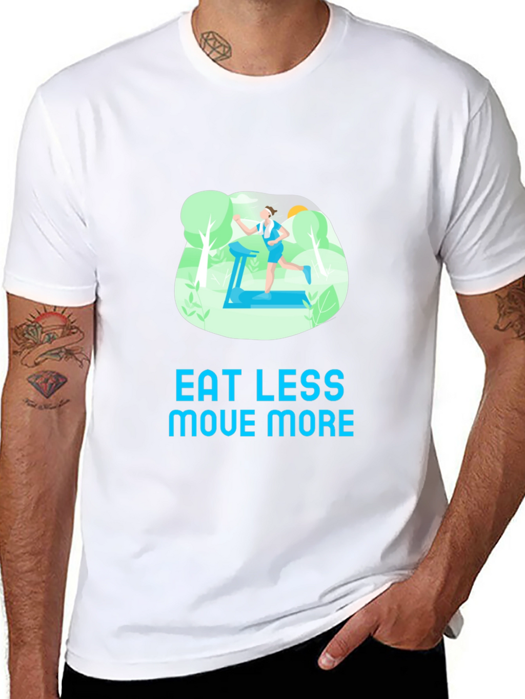 Eat Less Move More Black T-Shirt