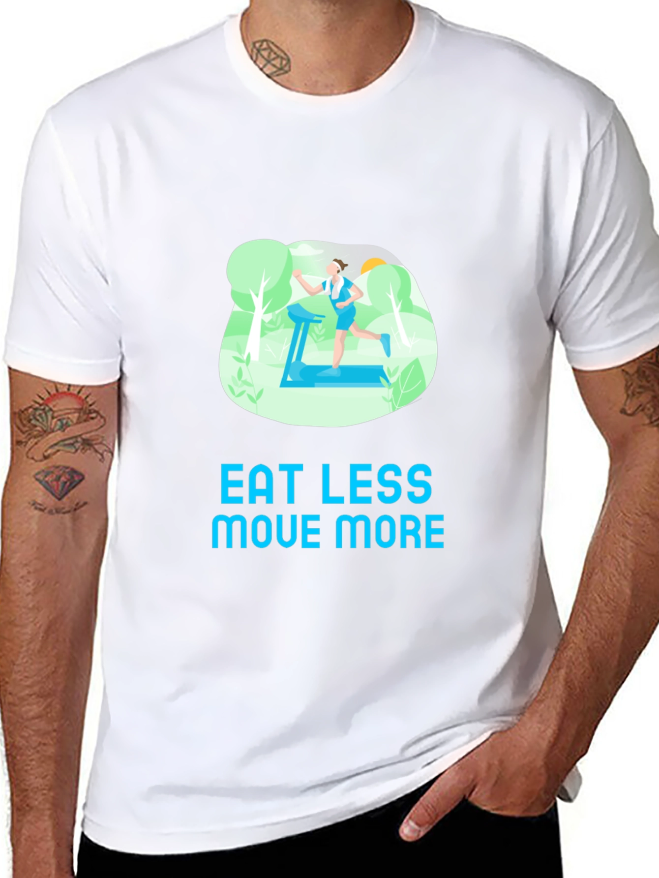 Eat Less Move More Black T-Shirt
