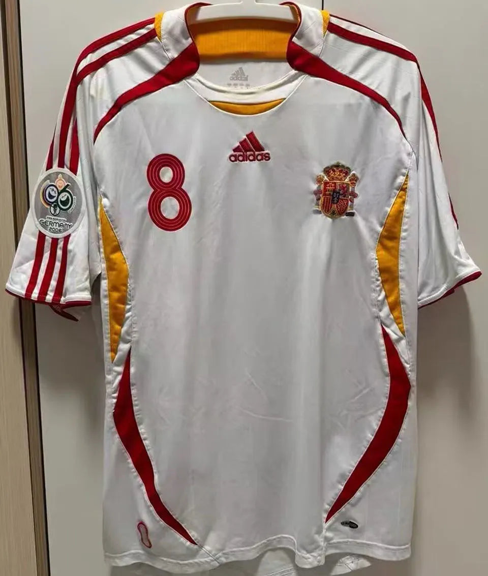 2006 Spain Away White Retro Soccer Jersey Front