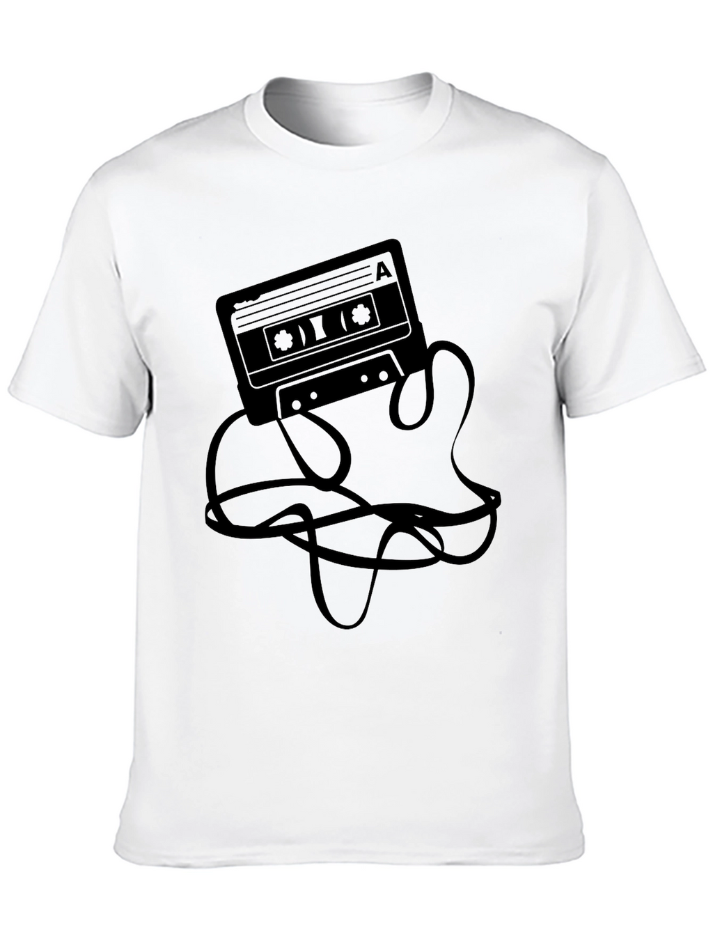 Retro Cassette Tape Graphic Tee - Black Casual T-Shirt