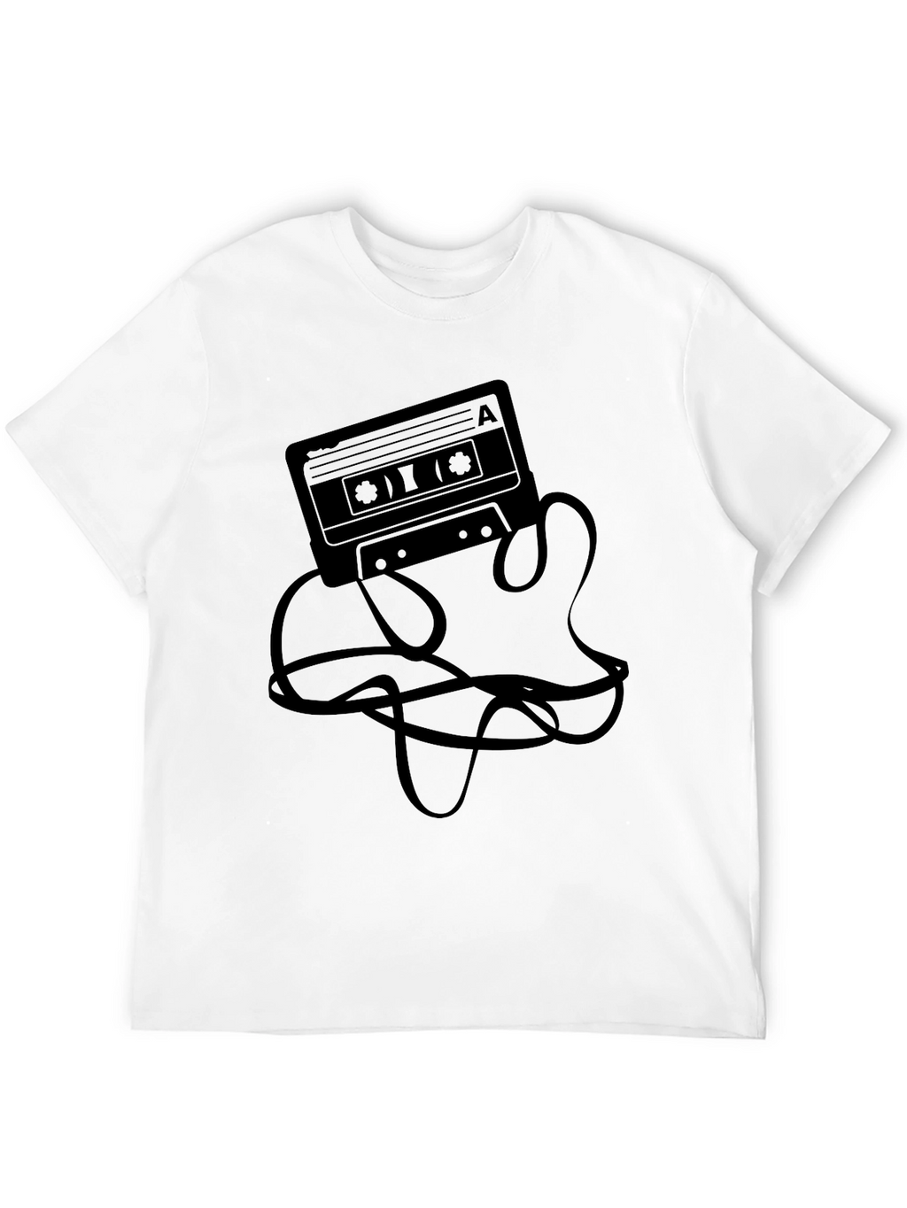 Retro Cassette Tape Graphic Tee - Black Casual T-Shirt