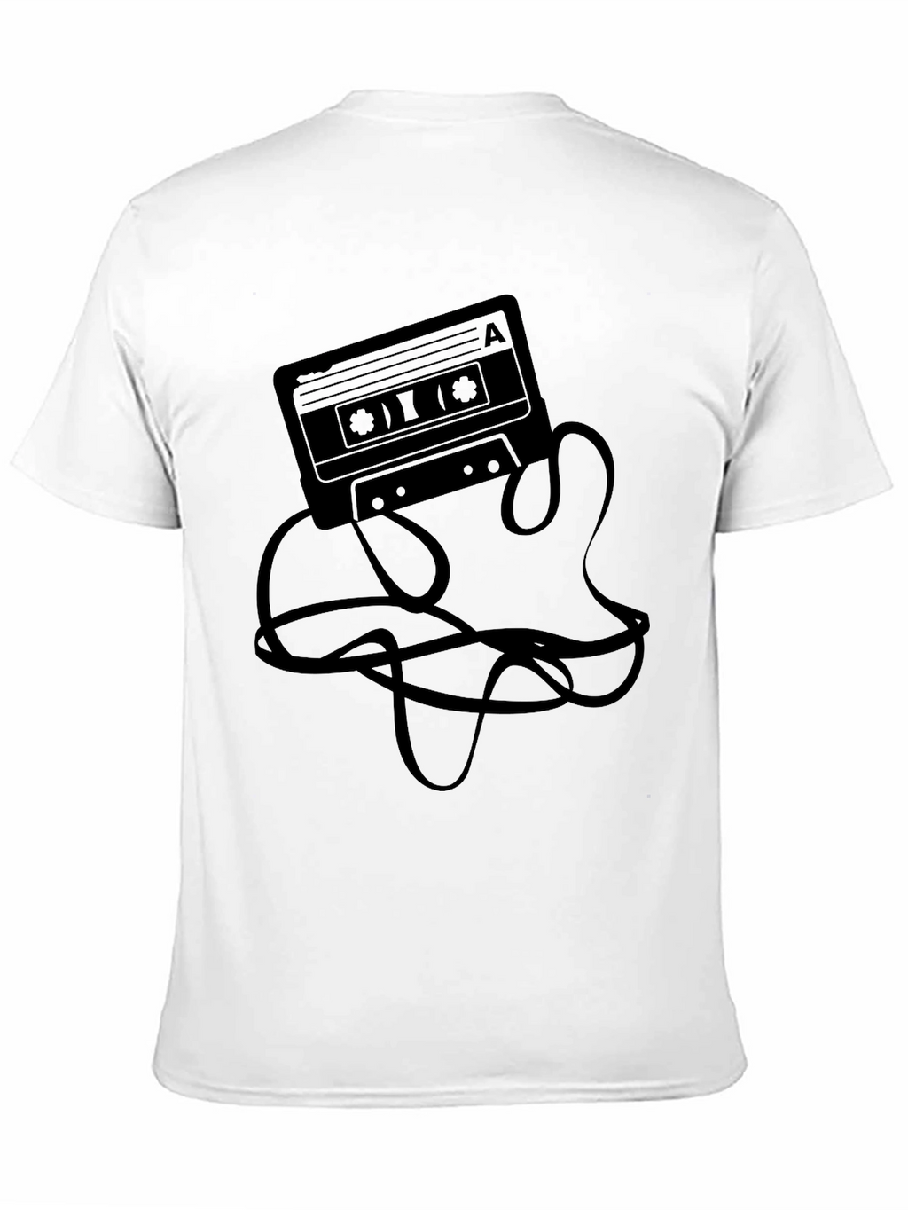 Retro Cassette Tape Graphic Tee - Black Casual T-Shirt
