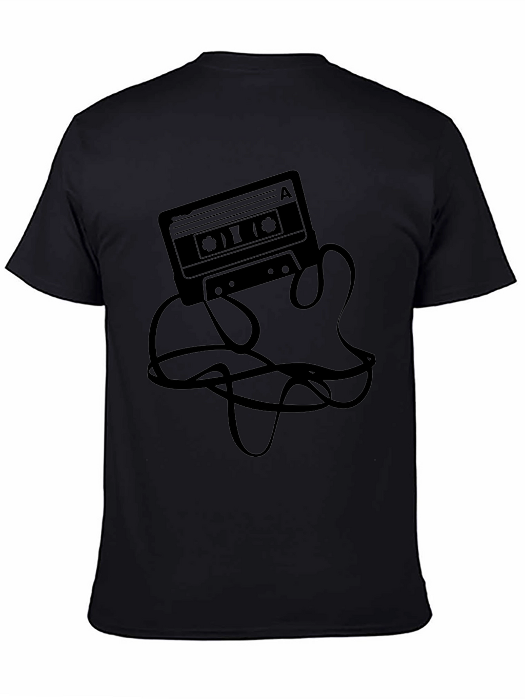 Retro Cassette Tape Graphic Tee - Black Casual T-Shirt