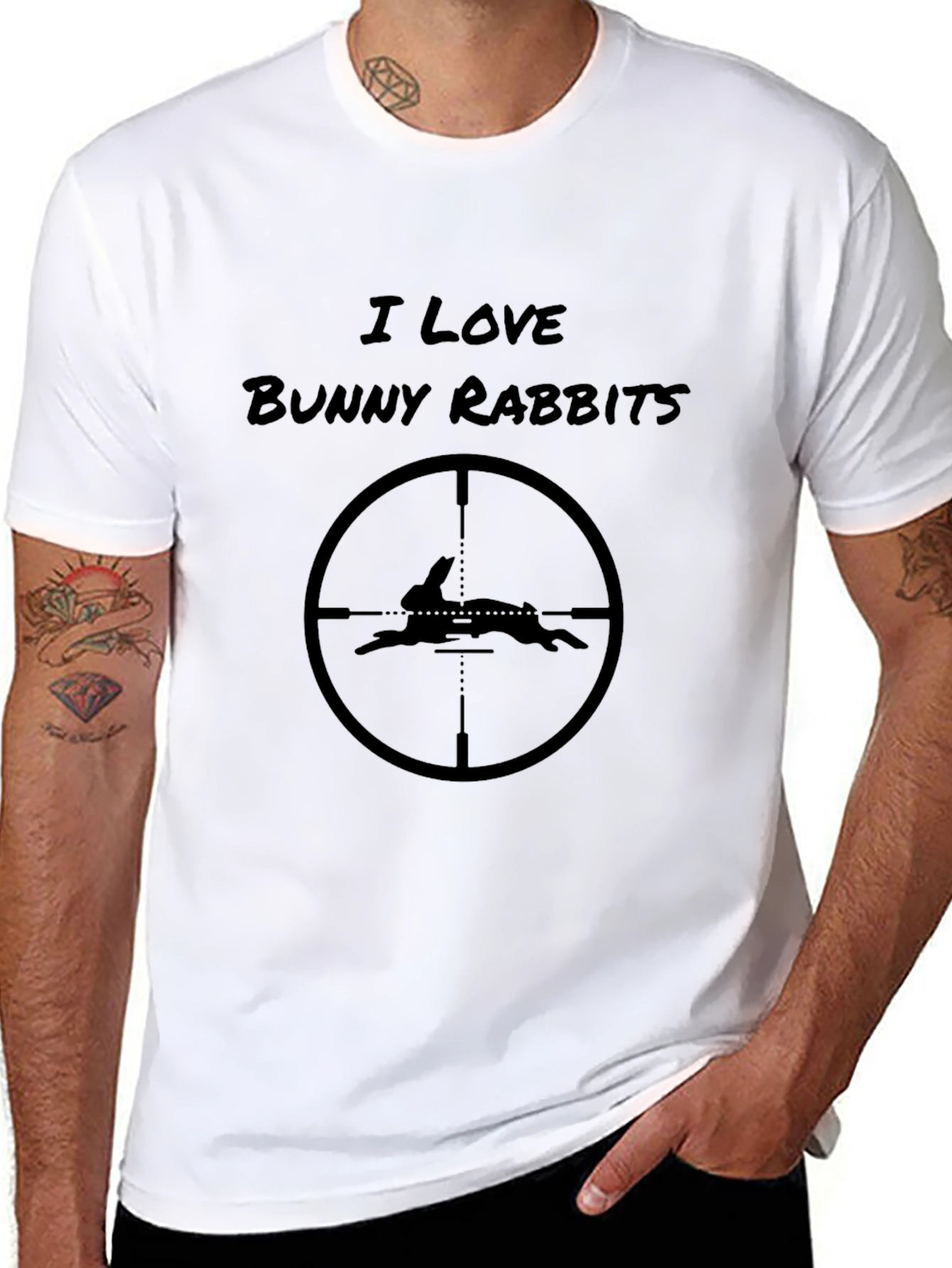 I Love Bunny Rabbits Graphic T-Shirt - Black
