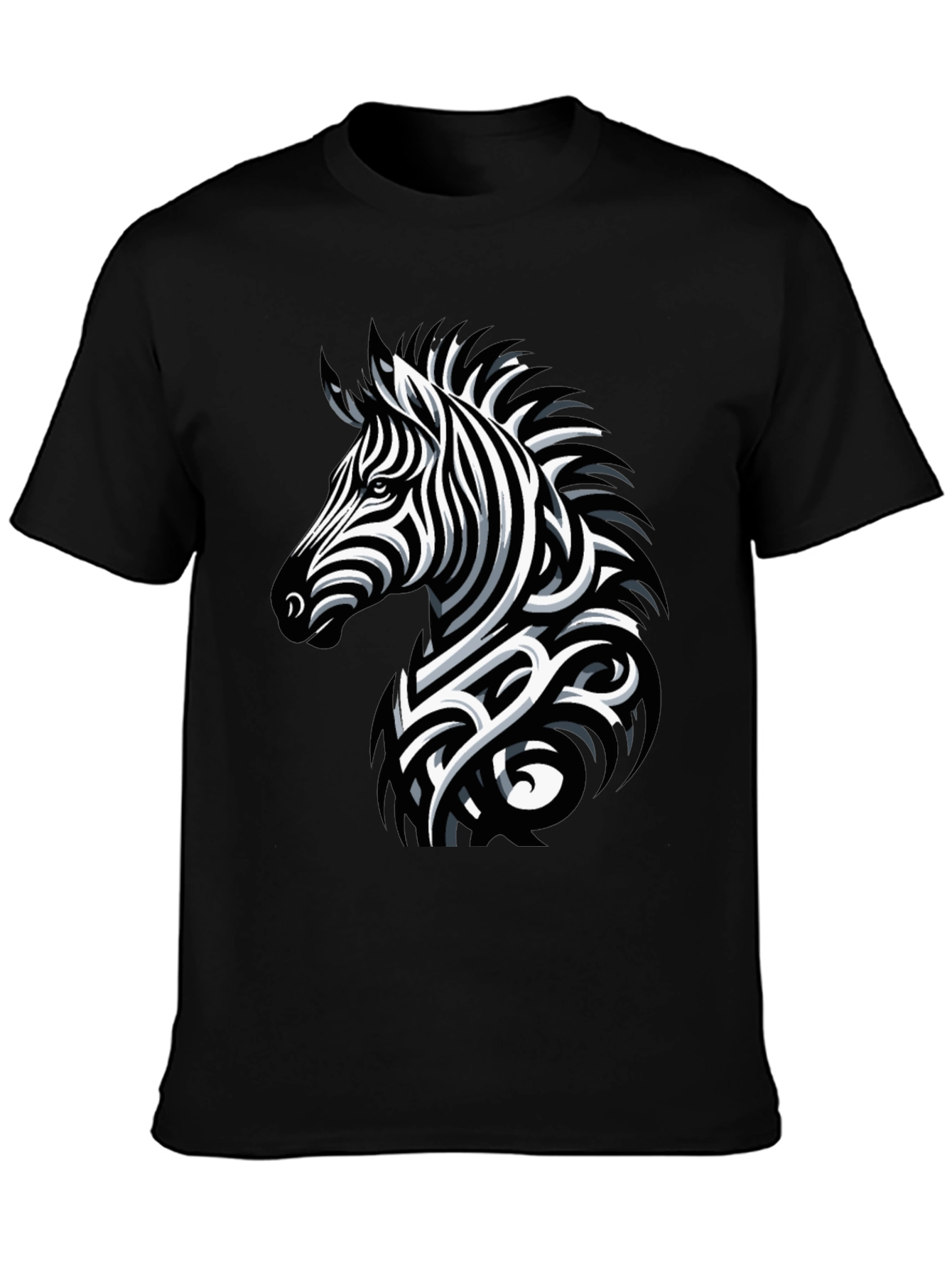 Zebra Print Mens Black T-Shirt