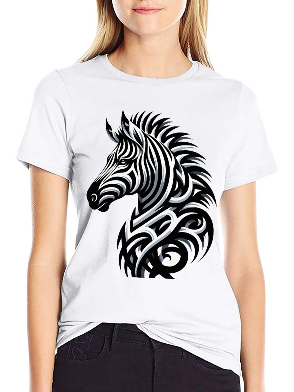 Zebra Print Mens Black T-Shirt