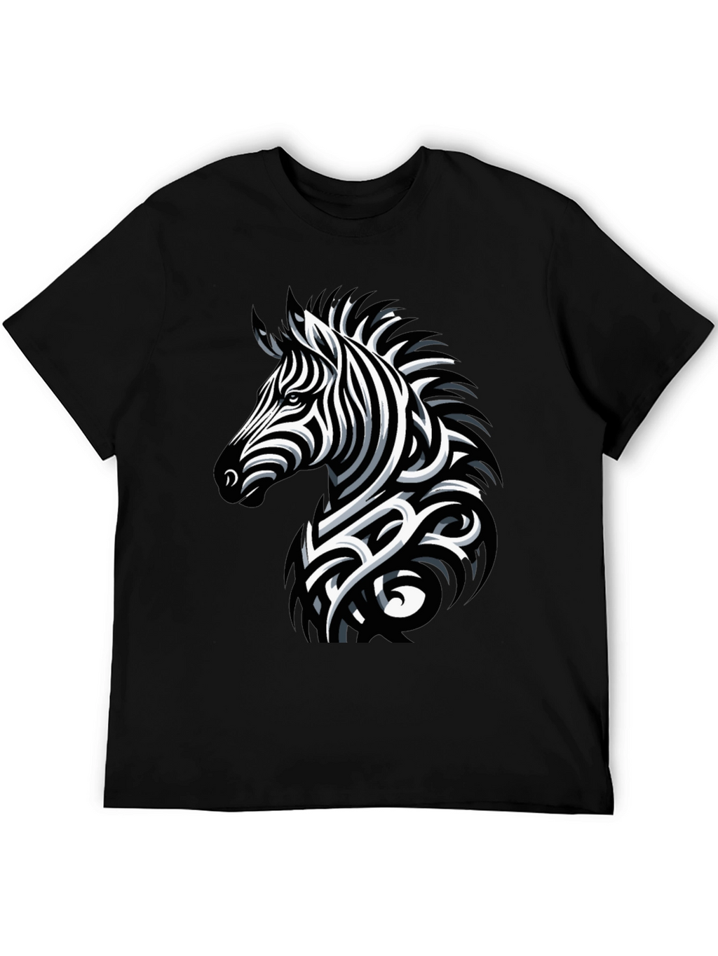 Zebra Print Mens Black T-Shirt