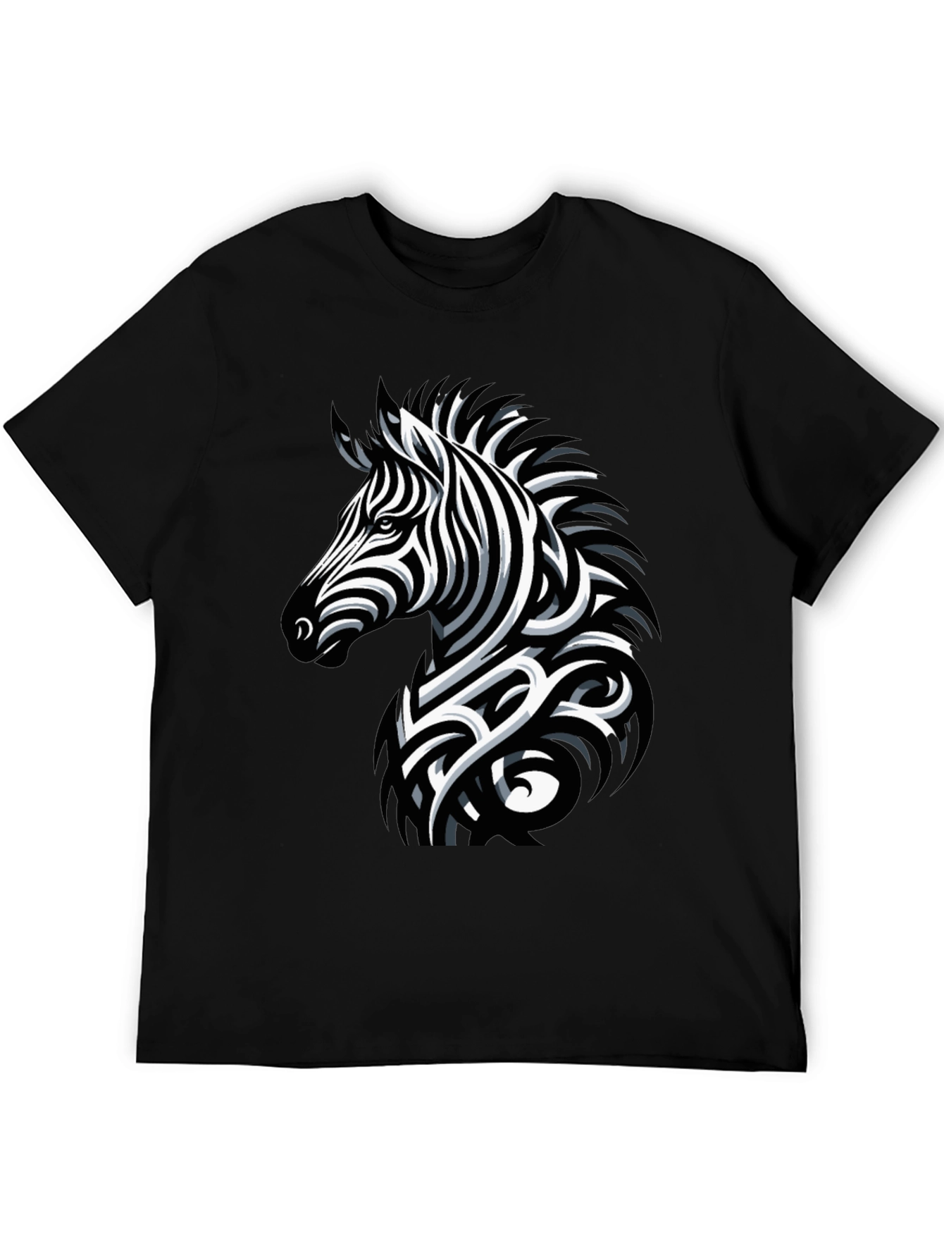 Zebra Print Mens Black T-Shirt