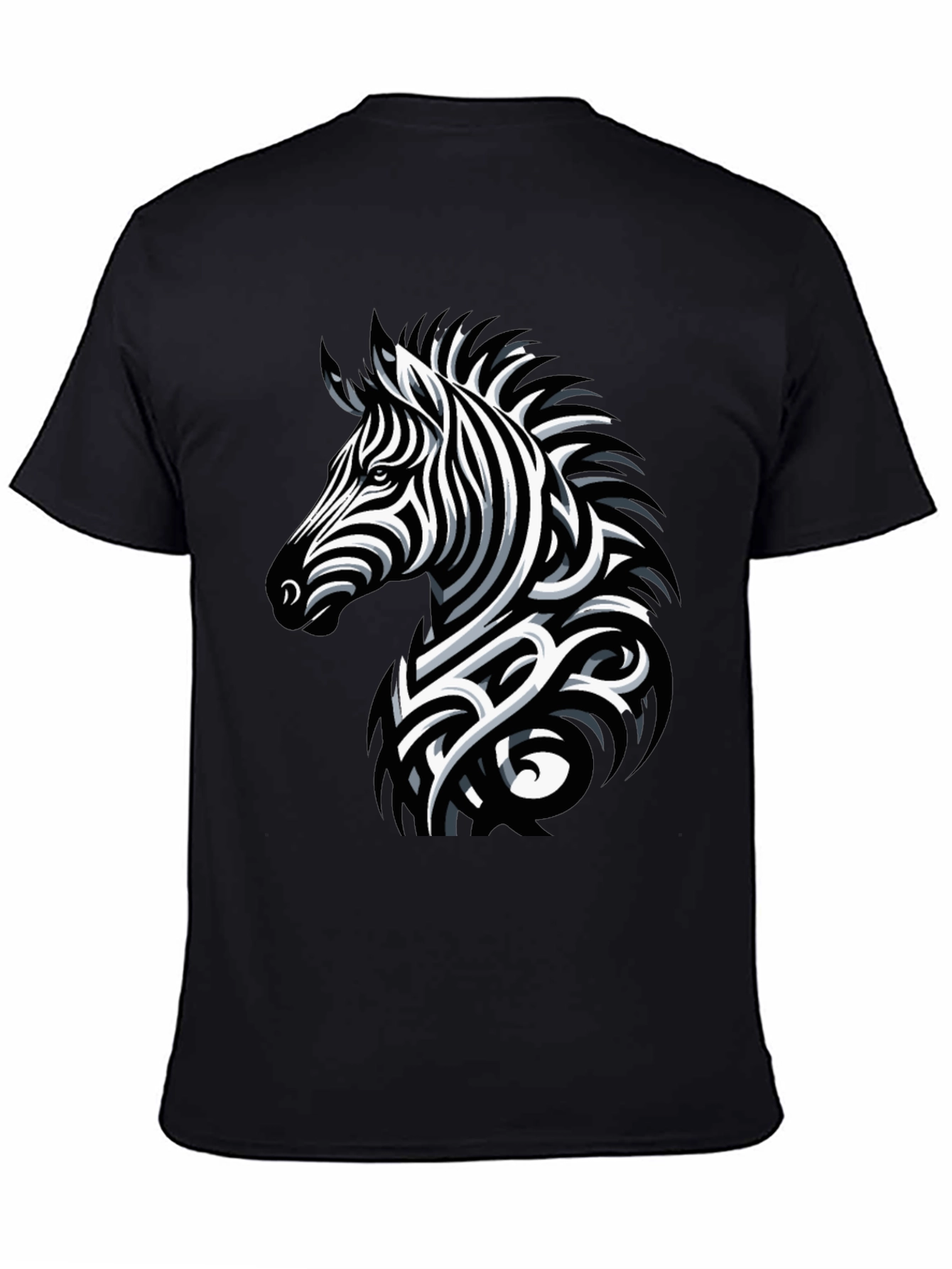Zebra Print Mens Black T-Shirt
