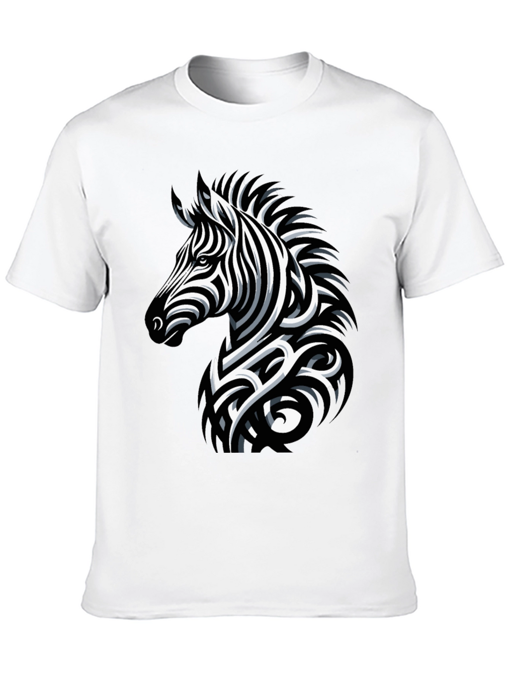Zebra Print Mens Black T-Shirt
