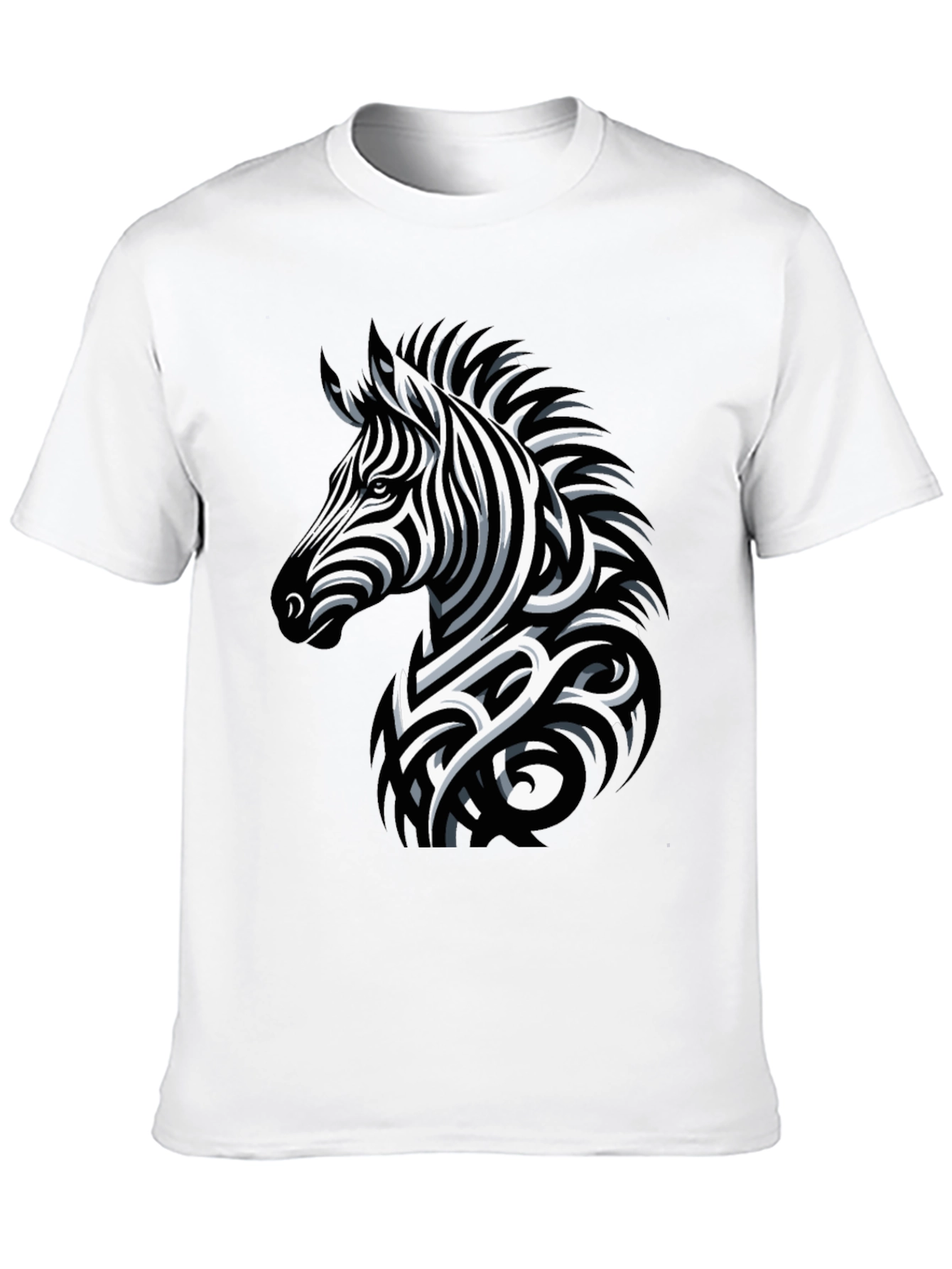 Zebra Print Mens Black T-Shirt