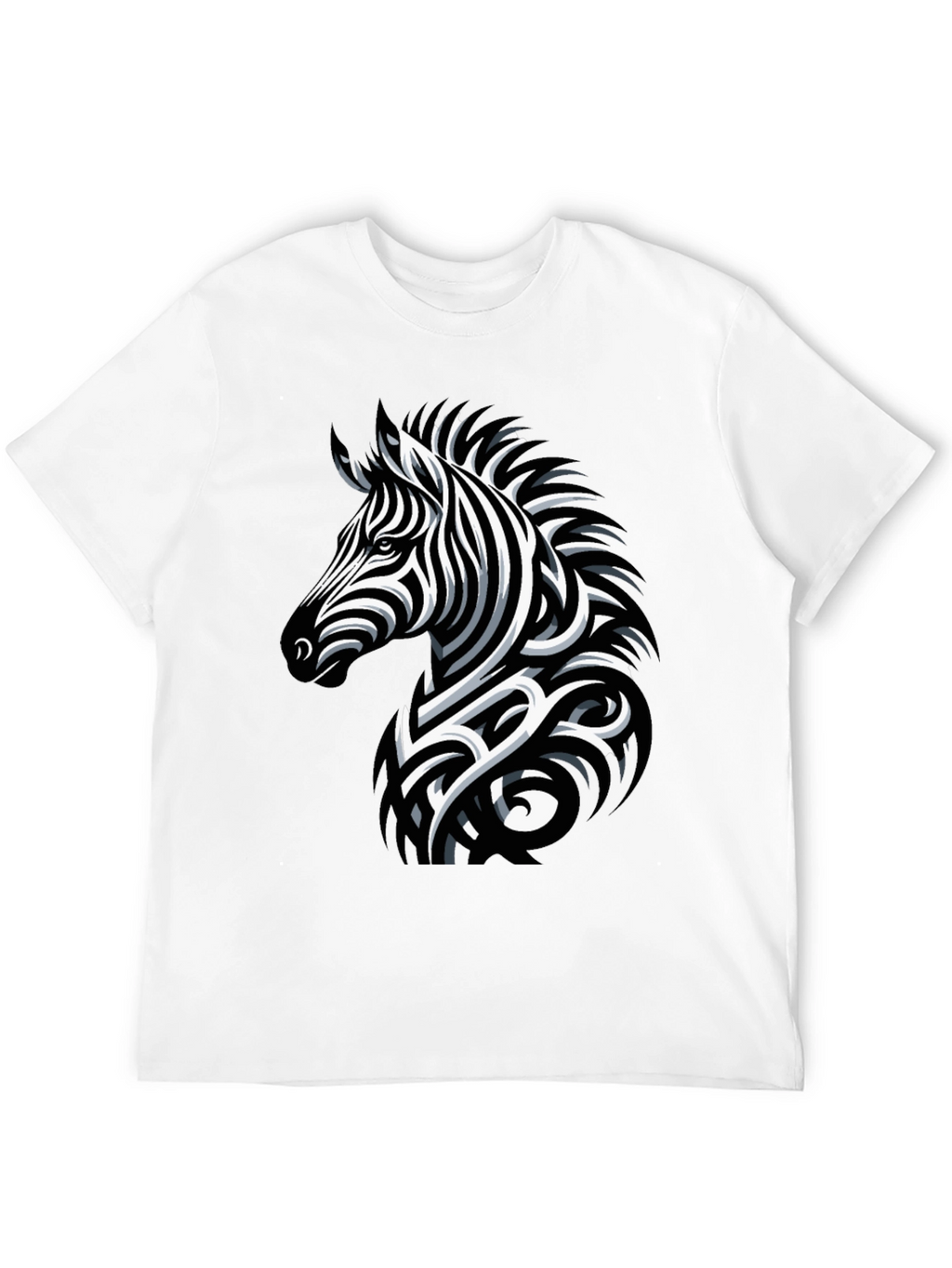 Zebra Print Mens Black T-Shirt