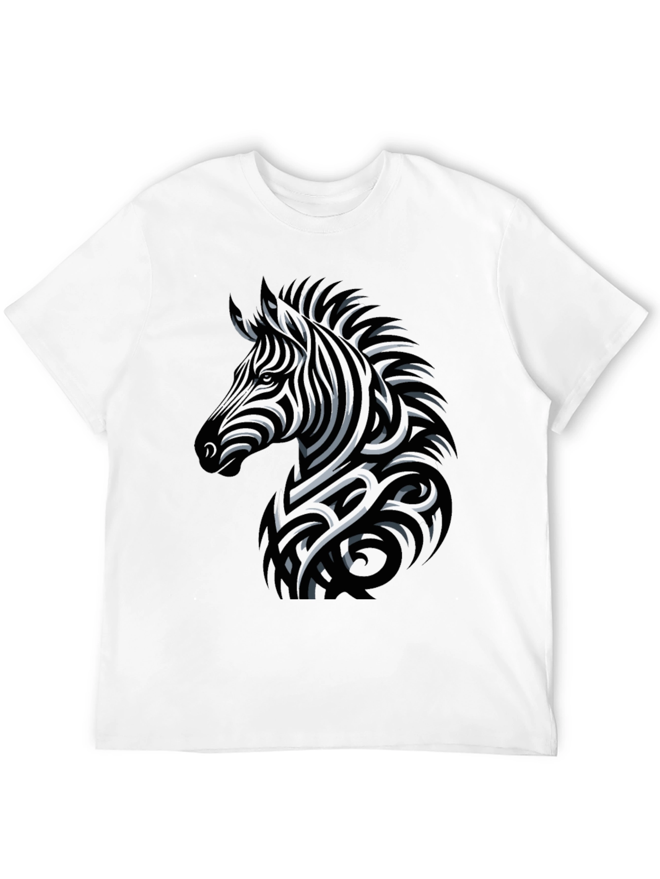 Zebra Print Mens Black T-Shirt