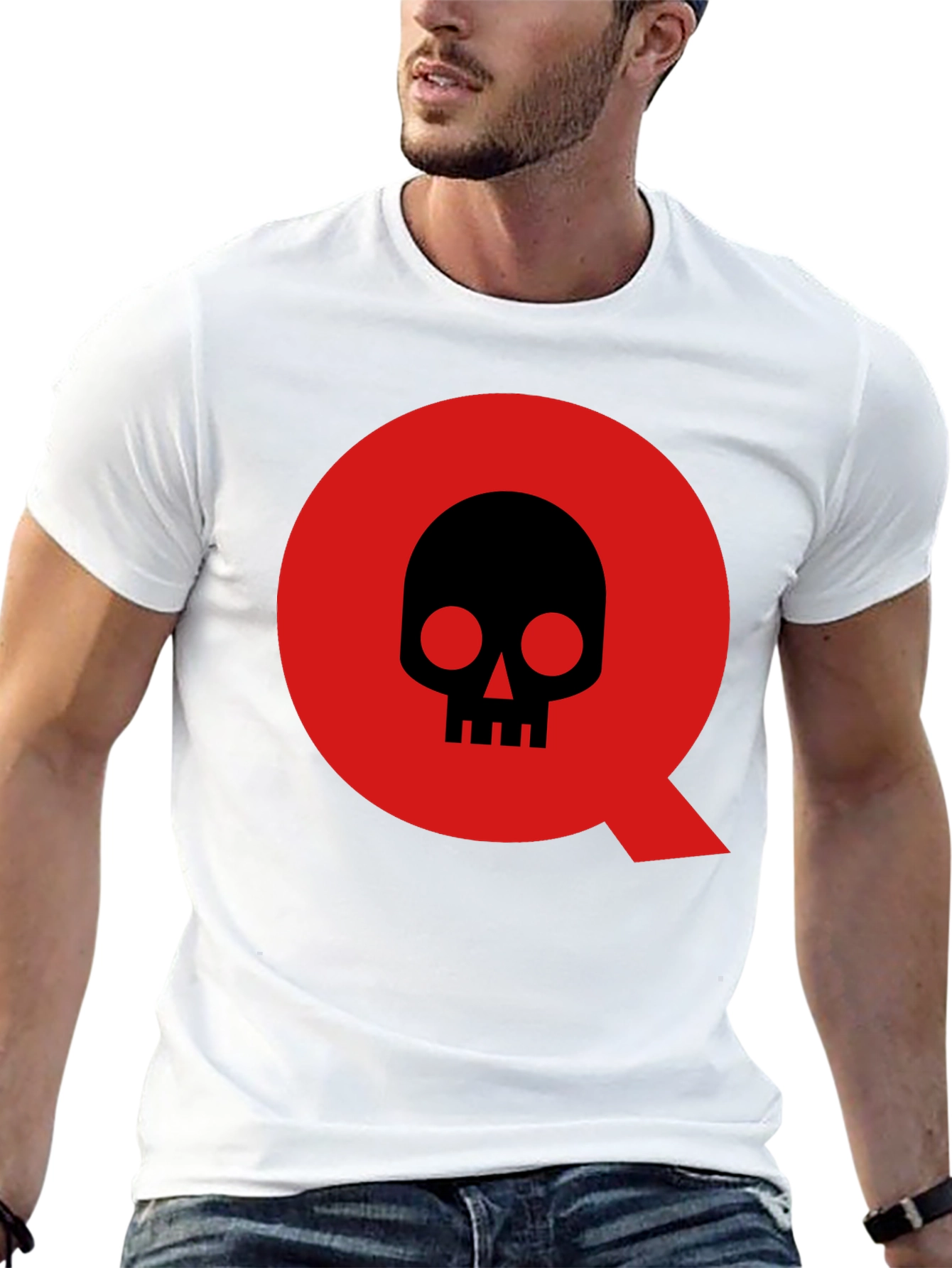 Skull in Q Logo Black T-Shirt